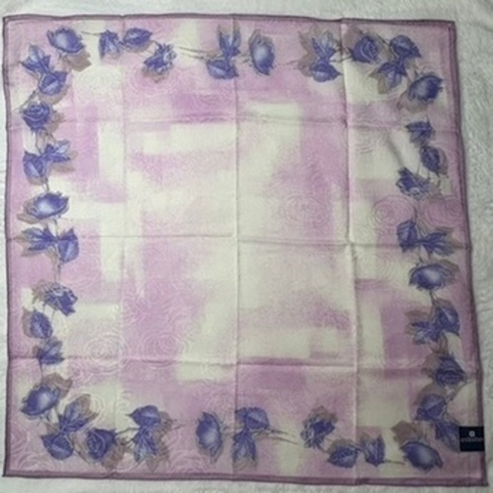 Vtg GIVENCHY Scarf Handkerchief Floral Rose Purple 19.5"